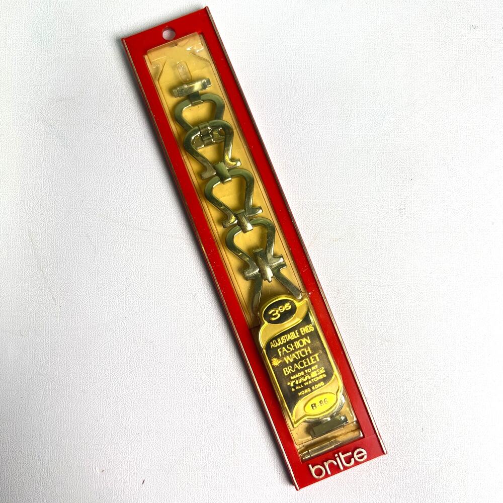 Vintage Brite Watch Bracelet Band Gold Links Adjustable Replacement Timex B-86